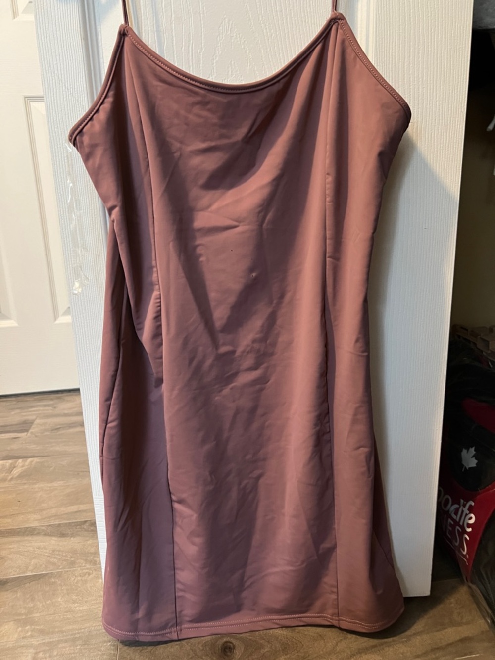 Sleek Dusty Mauve Slip Mini Dress with Adjustable Spaghetti Straps